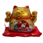 Money Cat Coin Bank on Cushion - Gold – view 3