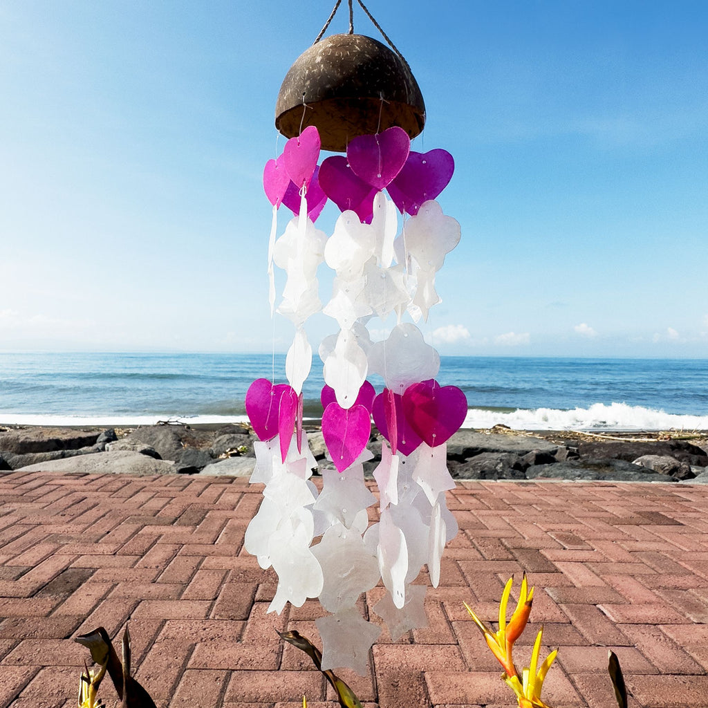 Coconut & Capiz Shell Wind Chime, Mixed Shapes, 35cm – view 3