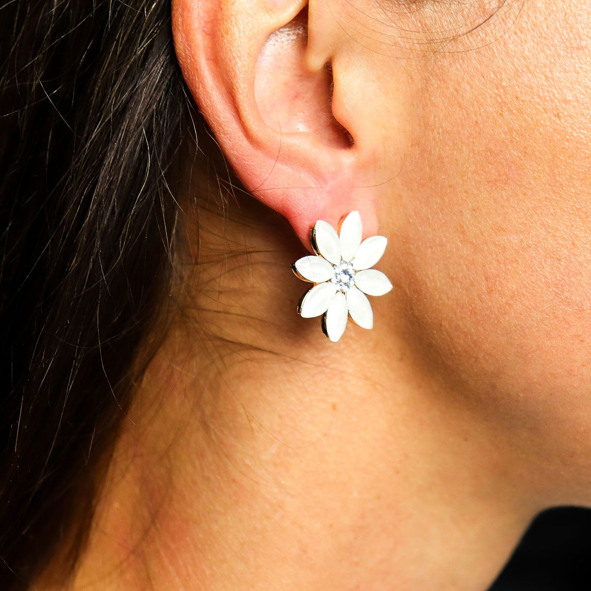 Nymph Pearl Flowers Vintage Glass Earrings – view 2