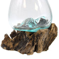 Molten Glass Bowl on Wood with Stand - Medium