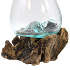 Molten Glass Bowl on Wood with Stand - Medium