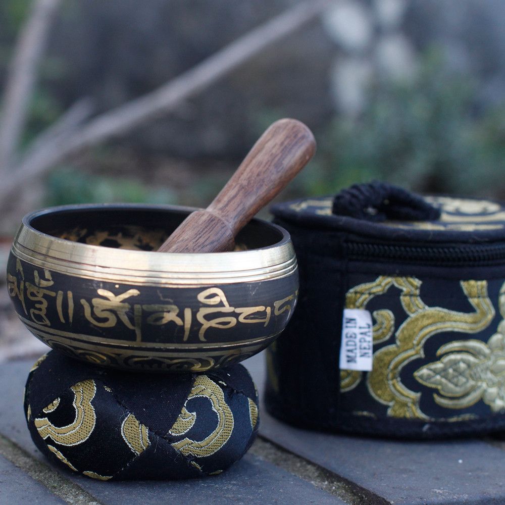 Mini Singing Bowl Gift Set - Black Pouch – view 5