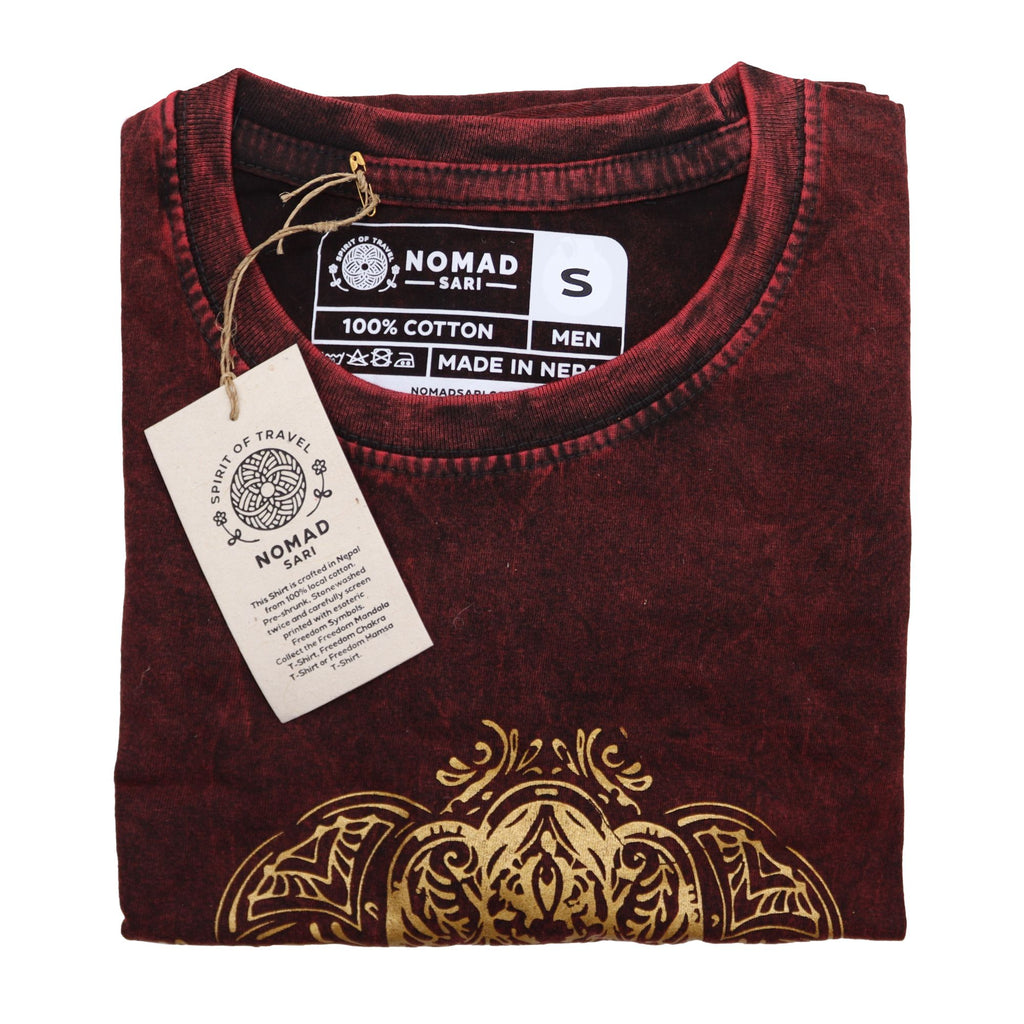 Nomad Sari Stonewashed T-Shirt - Hamsa - Maroon - Small – view 2