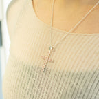 Rose Quartz Crucifix Pendant Necklace on Silver Plated Chain – view 2