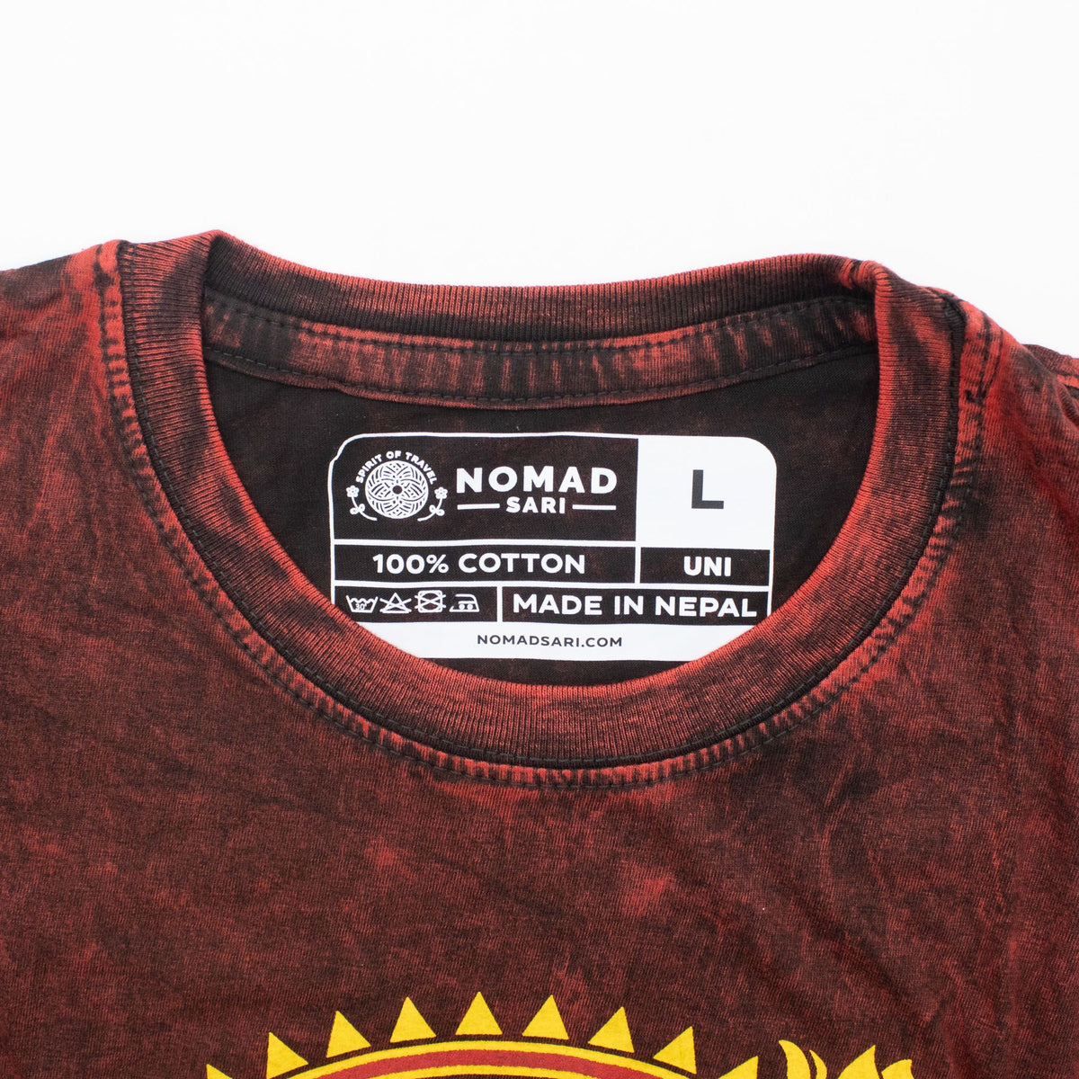 Nomad Sari Stonewashed T-Shirt - Dragon Mandala - Maroon - Large – view 10