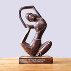 Wooden Yoga Lady Statue - Revolved Pose, Antique Finish – view 3