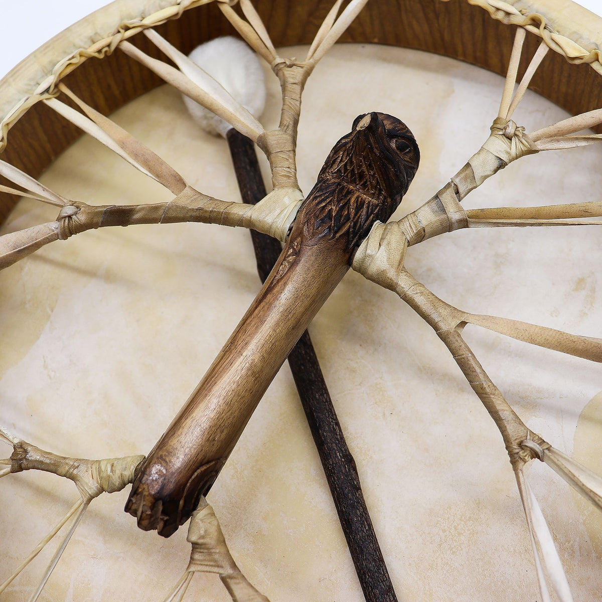 Spirit of the Eagle Shaman Drum with Carved Beater - 40cm – view 6
