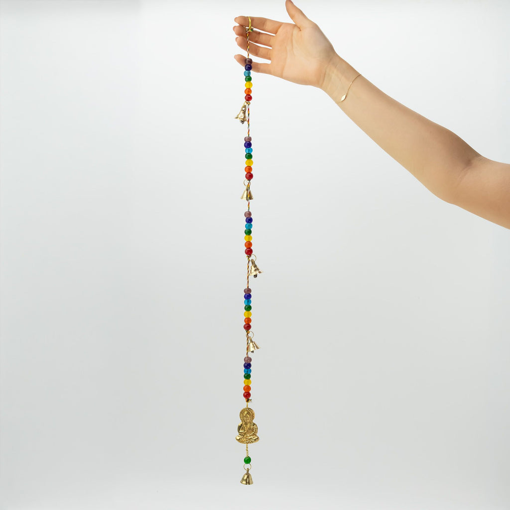 Brass Buddha Wind Chime with Chakra Beads, 53cm – view 2