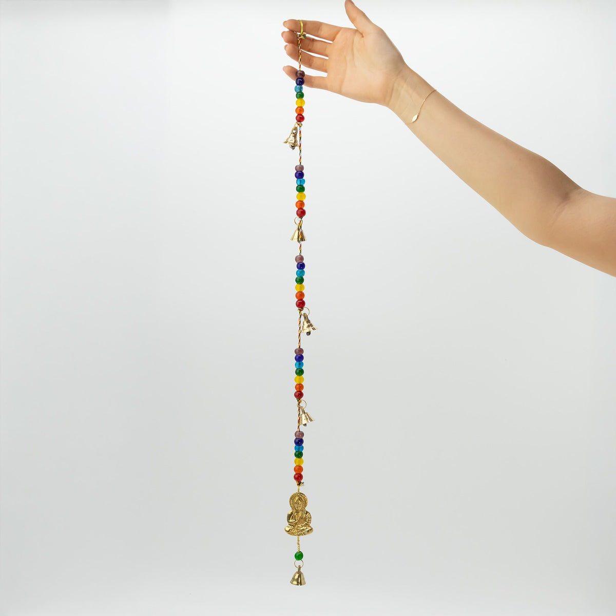Brass Buddha Wind Chime with Chakra Beads, 53cm – view 2