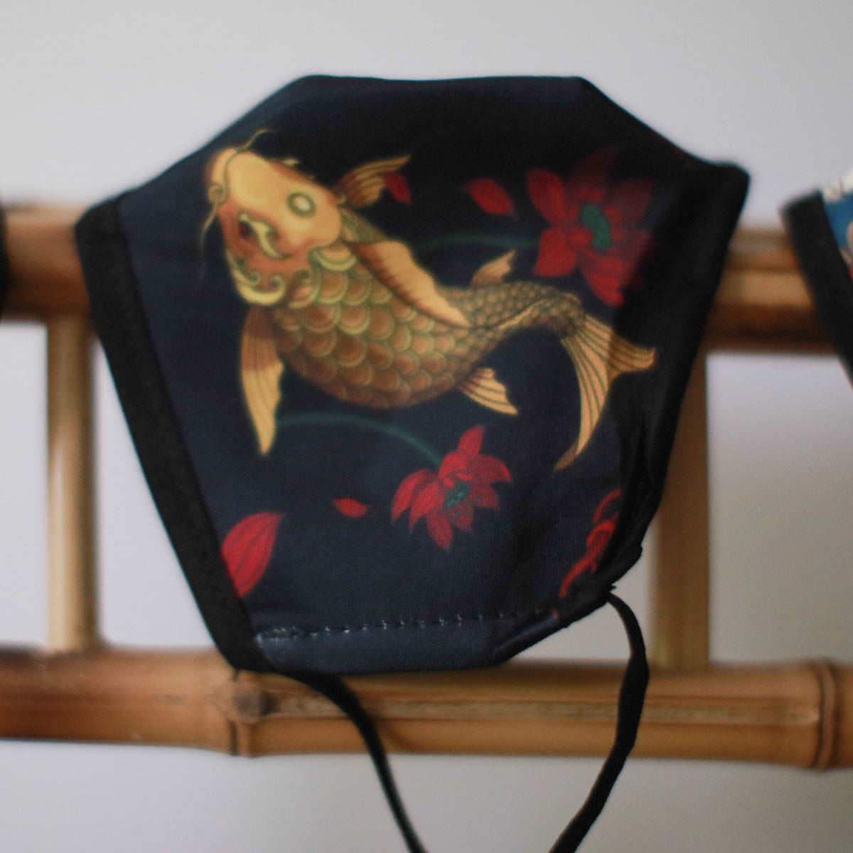 Reusable Fashion Face Covering - Golden Fish Print – view 2