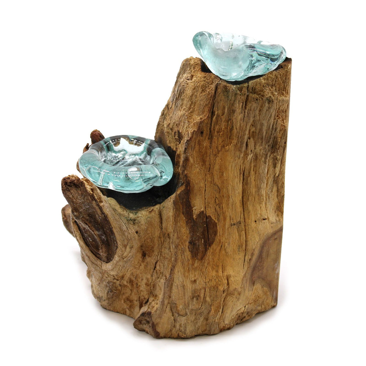 Molten Glass Double Candle Holder on Wood – view 6