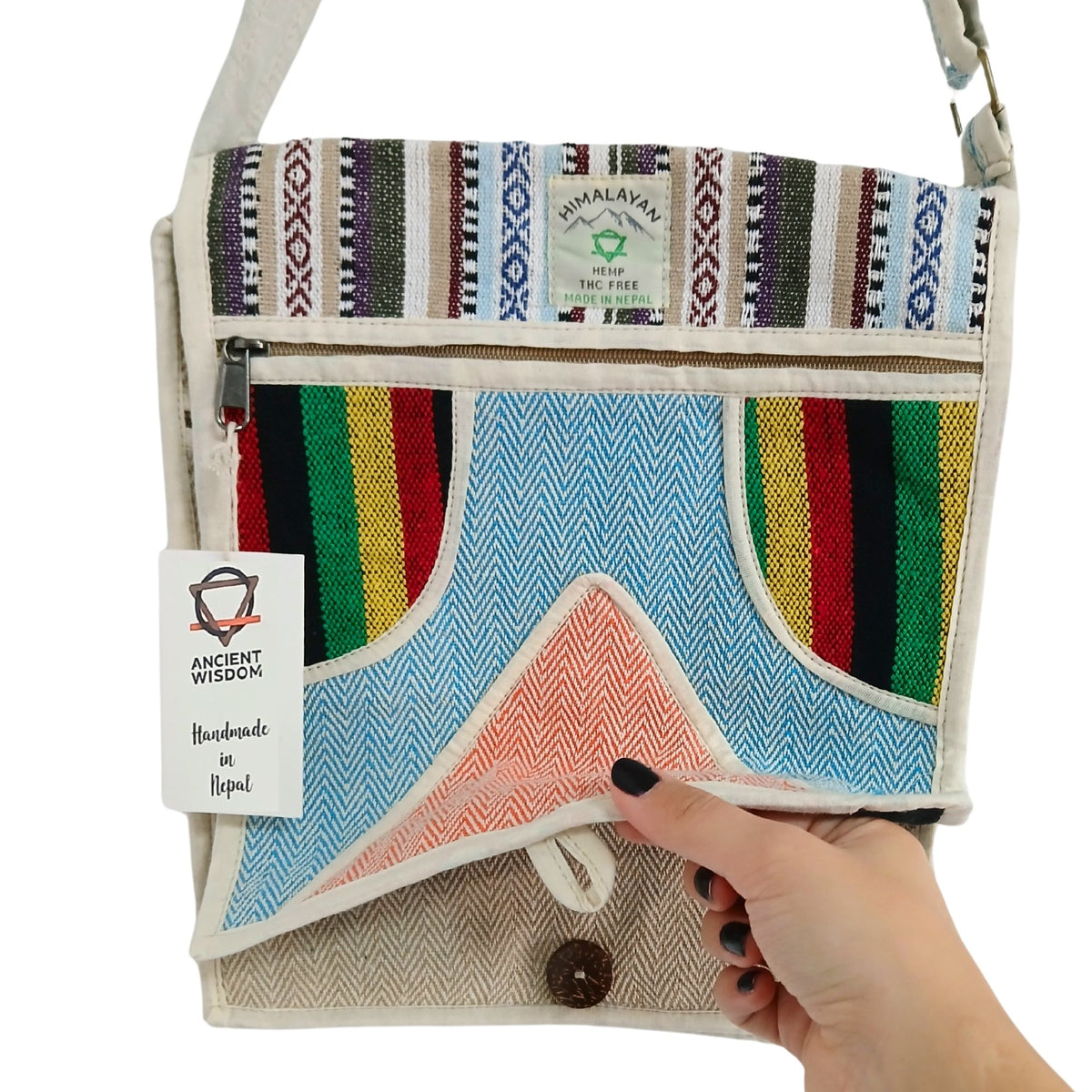 Hemp Laptop Messenger Bag - Triangle – view 2