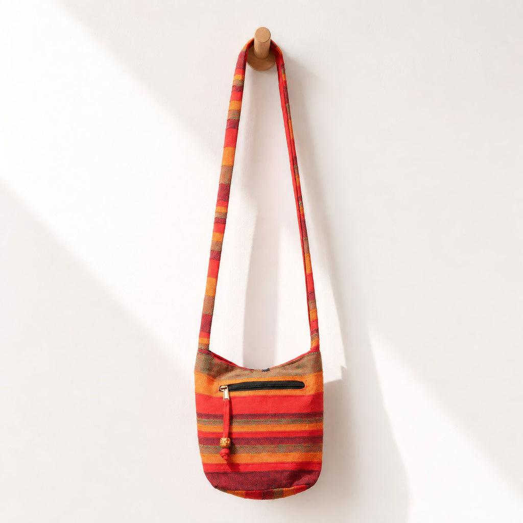Nepal Sling Bag - Sunrise Orange Cotton – view 4