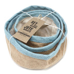 Set of 3 Natural Jute Baskets - Teal – view 4