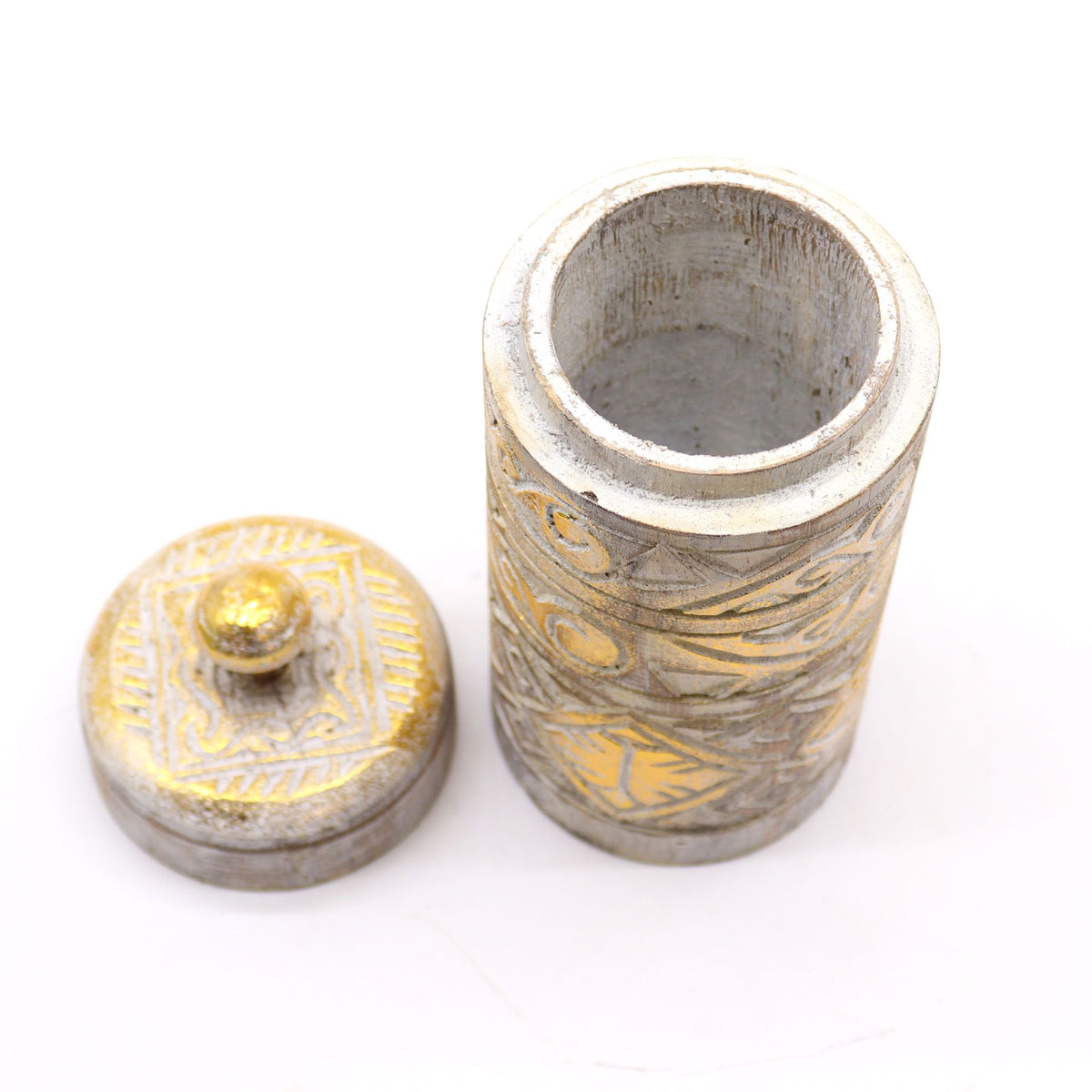 White & Gold Tall Storage Jar – view 3