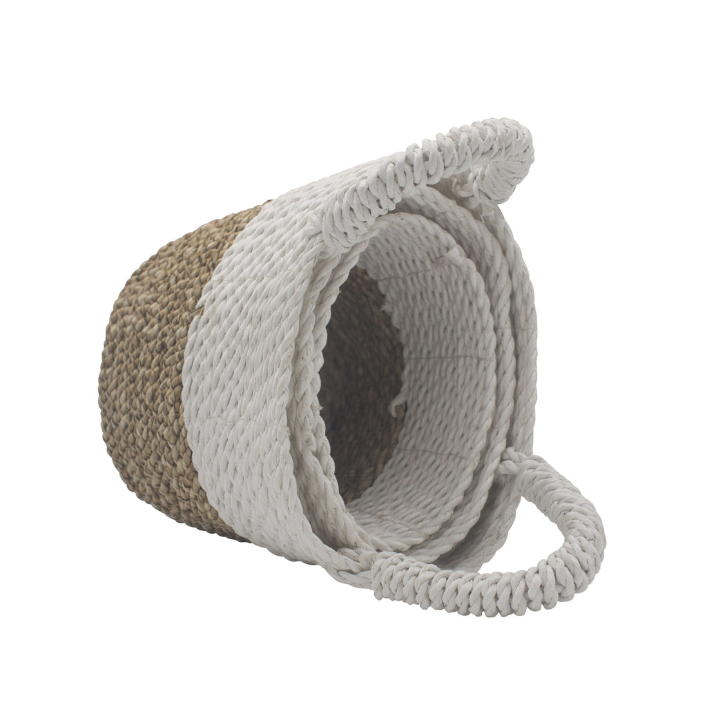 Seagrass Basket Set, 3 Pieces - Natural, White – view 8
