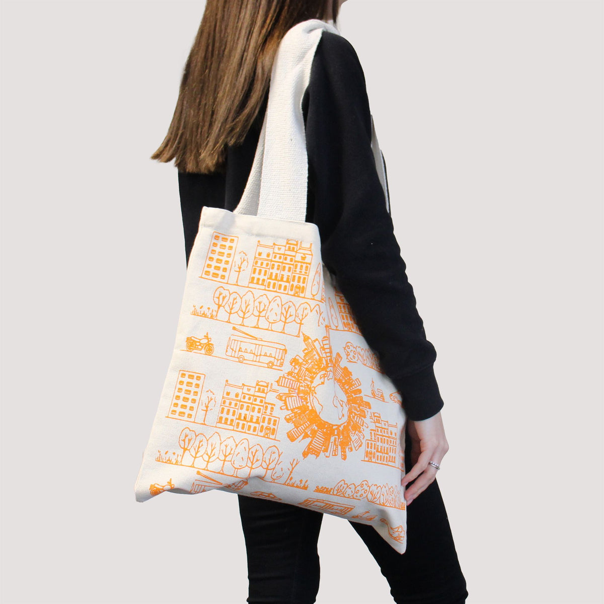 Big Cotton Shopping Bag 38x42cm City Life Print – view 3