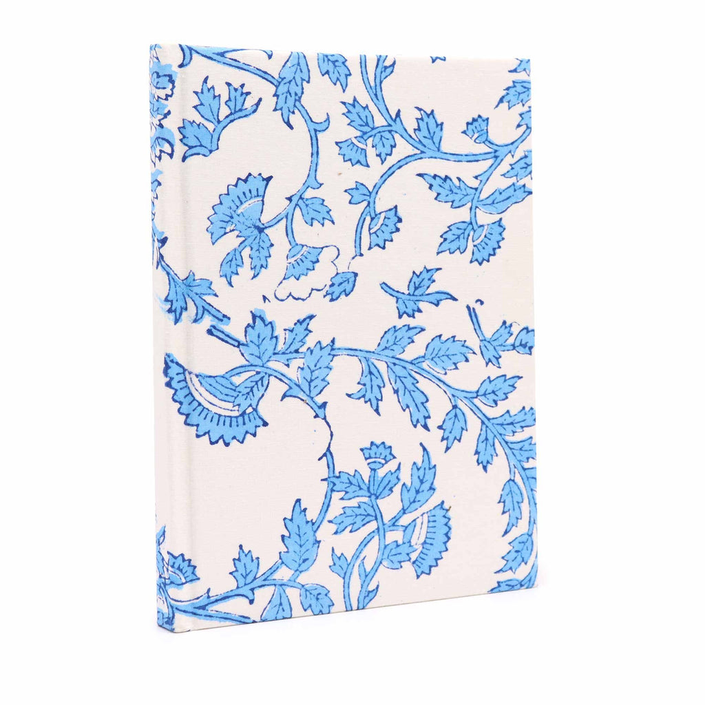 Cotton Bound Notebook 20x15cm - 96 Pages - Pale Blue Floral