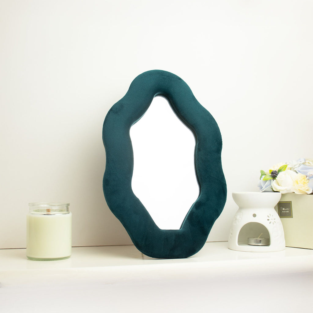 Squiggly Oval Pebble Mirror - Royal Teal - 20.5x32.5cm – view 2