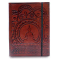 Medium Vegetable Tanned Leather Notebook with Strap – Tibetan Mandala