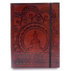 Medium Vegetable Tanned Leather Notebook with Strap – Tibetan Mandala