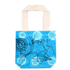 Tie-Dye Cotton Bag - Compass Print - Blue - Natural Handle