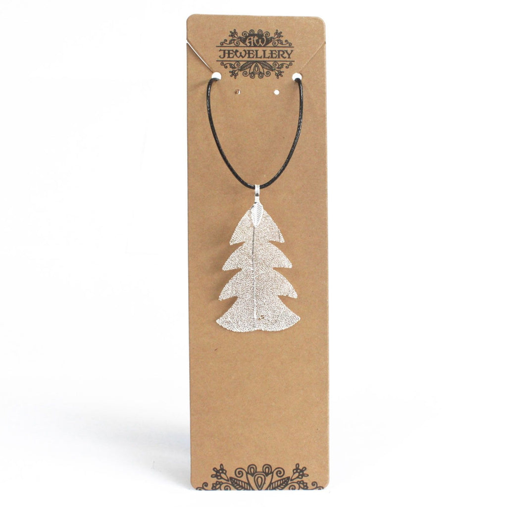 Festive Fir Real Leaf Necklace - Silver – view 3
