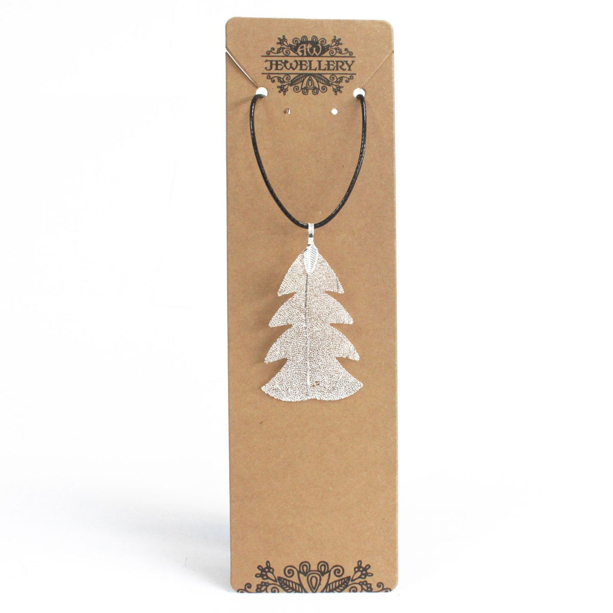Festive Fir Real Leaf Necklace - Silver – view 3