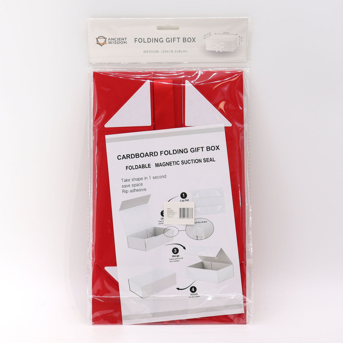 Flat Pack Gift Box Medium Square Red 20x18.2x8cm – view 2