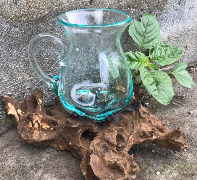 Molten Glass Water Jug on Wood – view 5