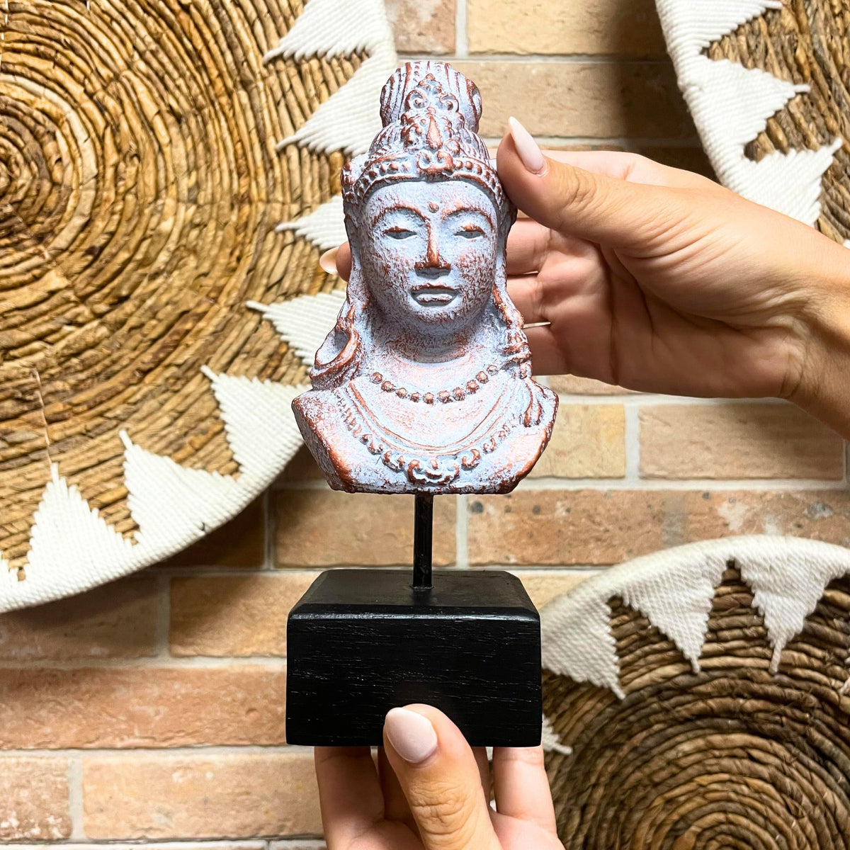 Lucky Java Princess Statue on Stand, Blue Copper – view 5