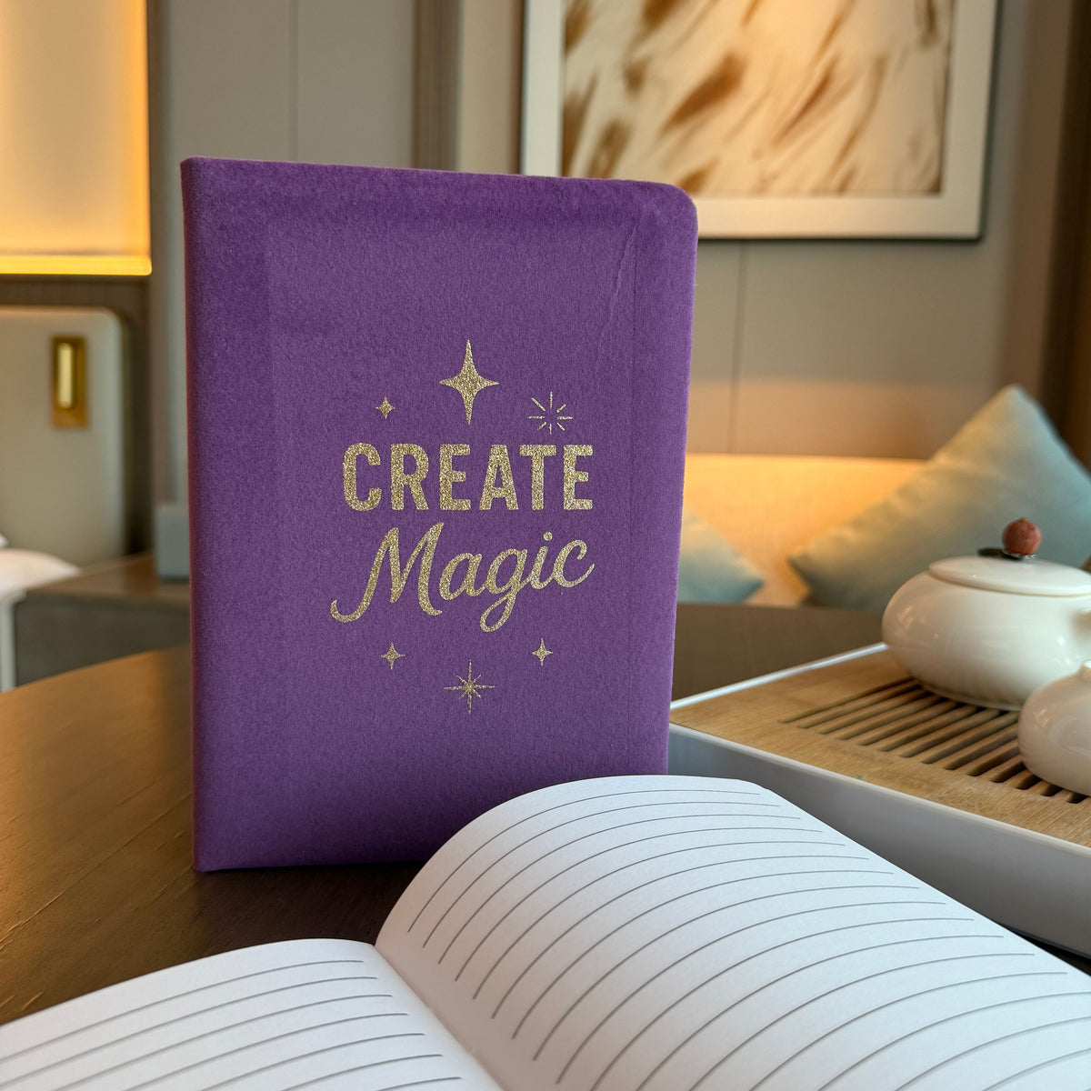 Purple Velvet Notebook, Create Magic, 80 Lined Pages – view 3