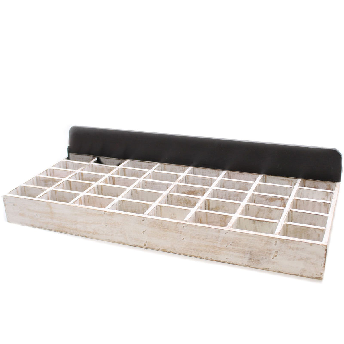 Whitewashed Wood Tray with 40 Compartments