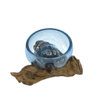 Molten Glass Mini Blue Bowl on Wood – view 5