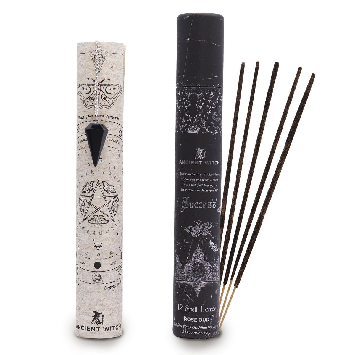 Ancient Witch Success Incense with Obsidian Pendulum