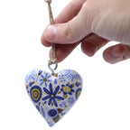 Large Wood Heart Decoration, Blue Floral – view 2