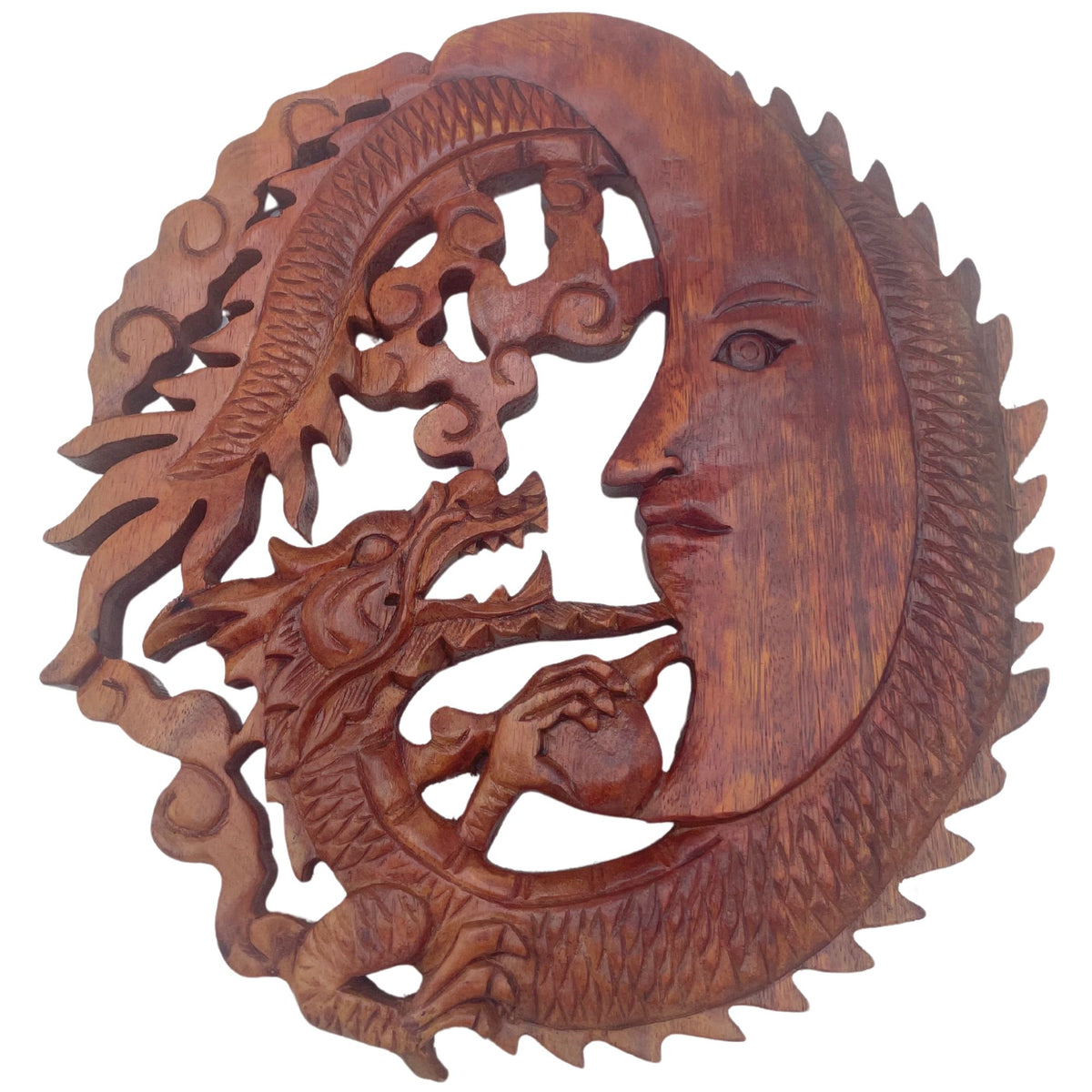 Moonface & Dragon Plaque Carving - 30cm – view 2