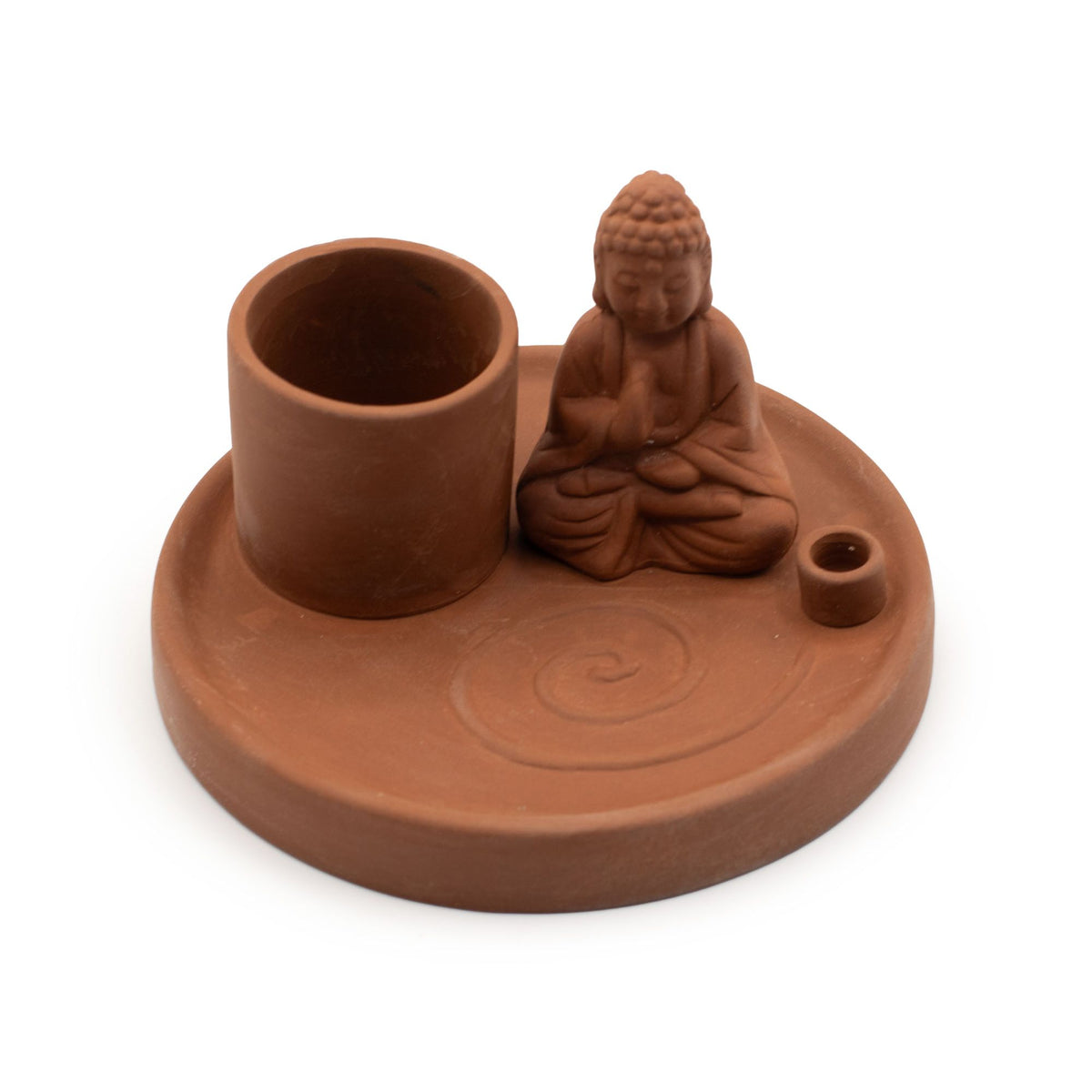 Ceramic Buddha Incense Plate - Terracotta