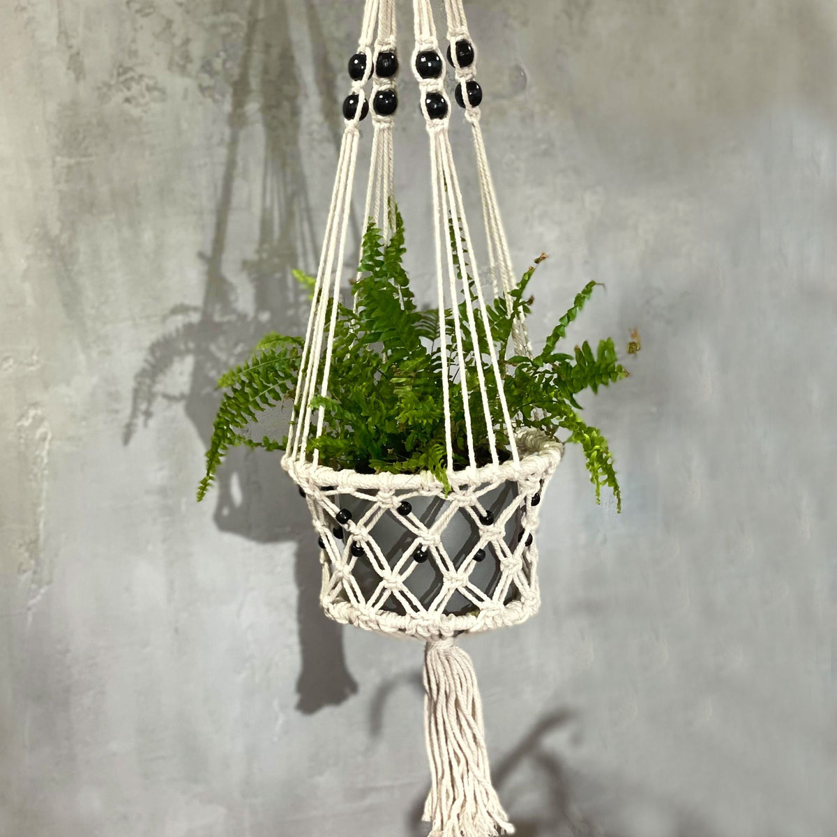 Large Beaded Macrame Plant Hanger, 77cm – view 4