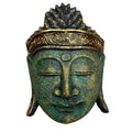 Hand Carved Buddha Head Wall Decor, 25 cm, Green Shine