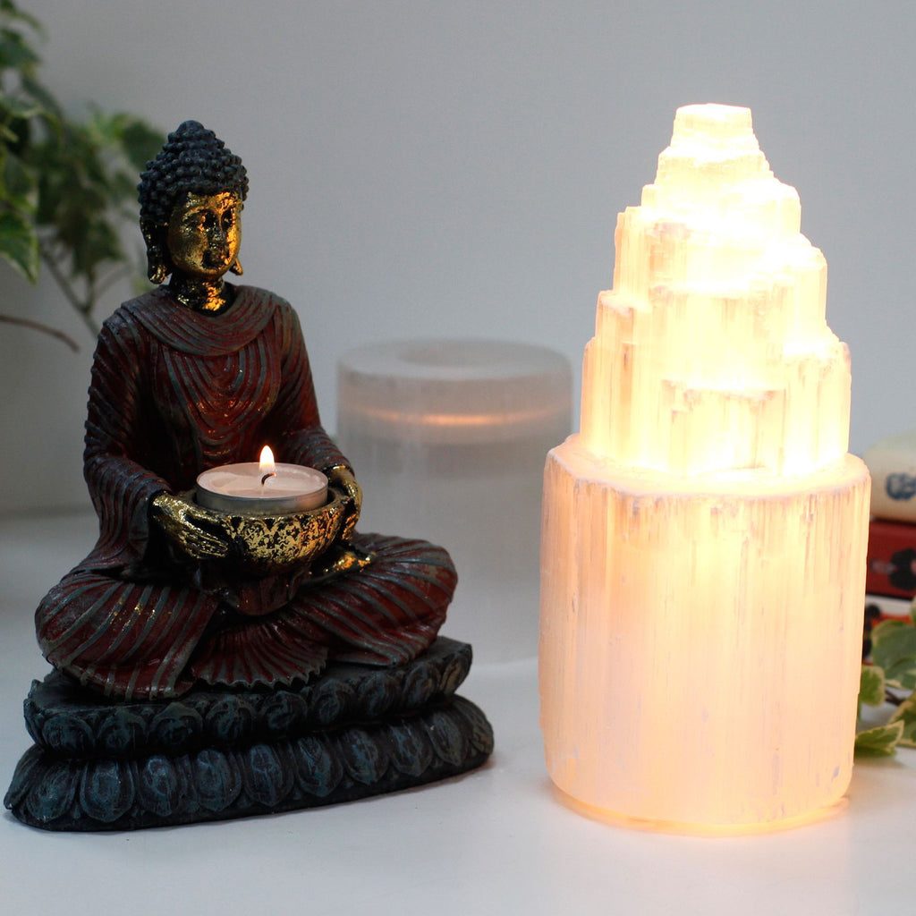 Natural Selenite Tower Lamp - 20 cm – view 3