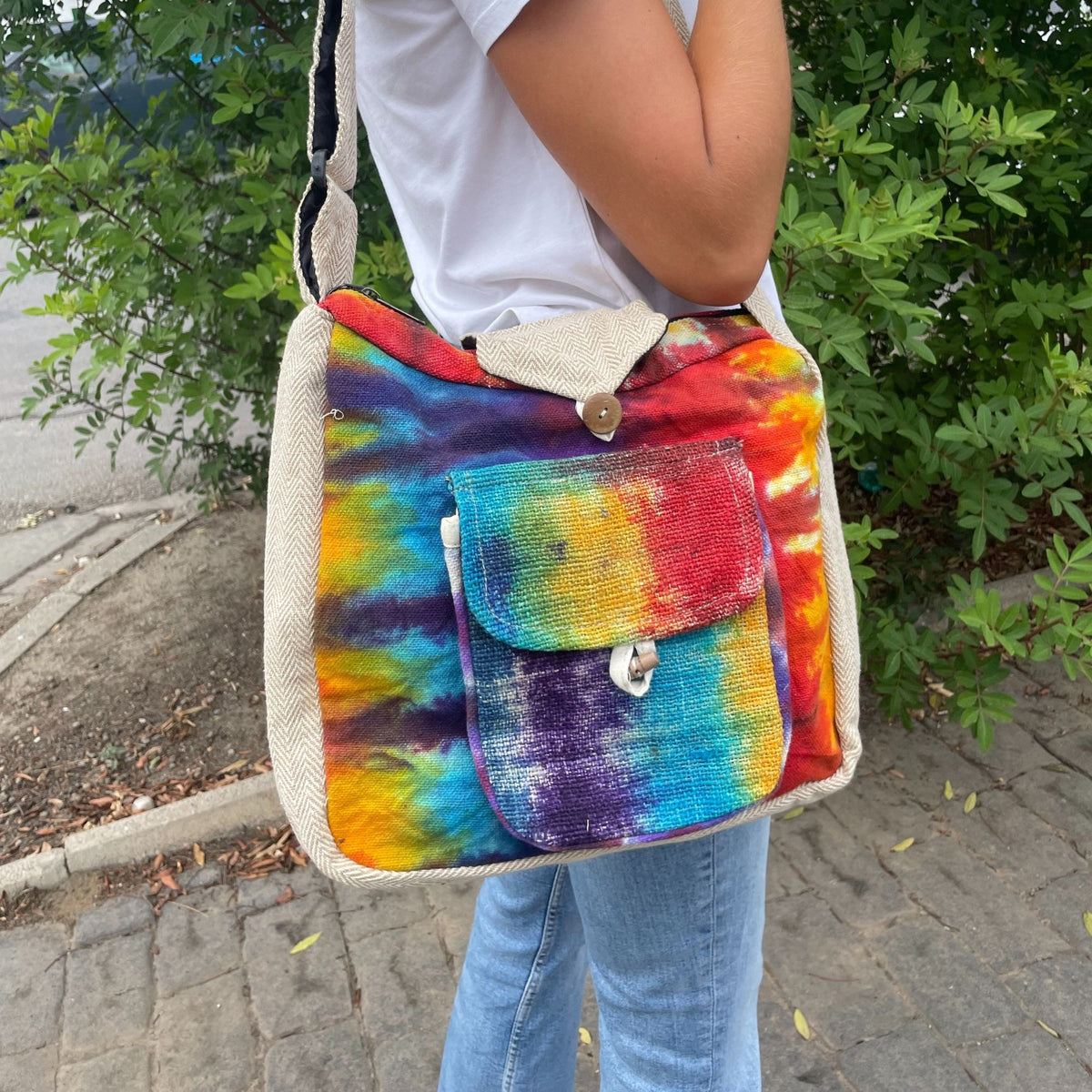 Tie-Dye Hemp Study Bag with Front Pocket – view 2