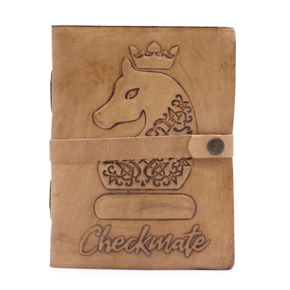 Checkmate Leather Notebook, Light Tan, 200 Pages – 20x15 cm – view 4