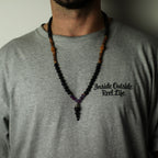 Lava Stone and Amethyst Necklace - Embracing the Dark Side – view 2