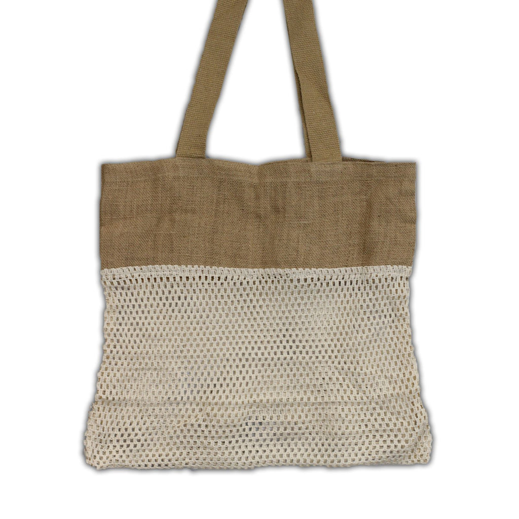Cotton and Jute Mesh Shopping Bag, Natural – view 2