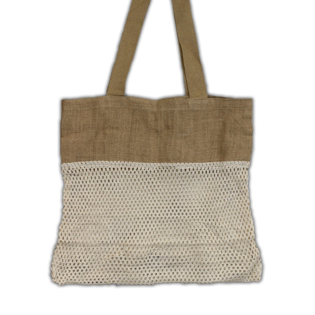 Cotton and Jute Mesh Shopping Bag, Natural – view 2