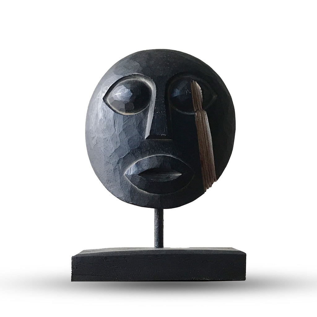 Timor Tribal Wood Mask, Black Finish, 27x20cm – view 4