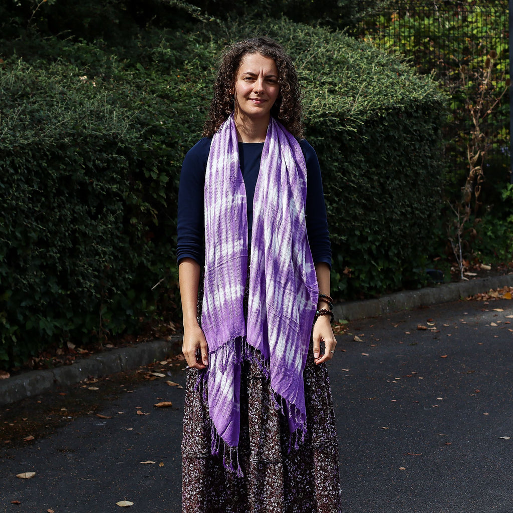 Boho Java Art Stole and Scarf - Lavender Stripes - 62x200cm – view 2