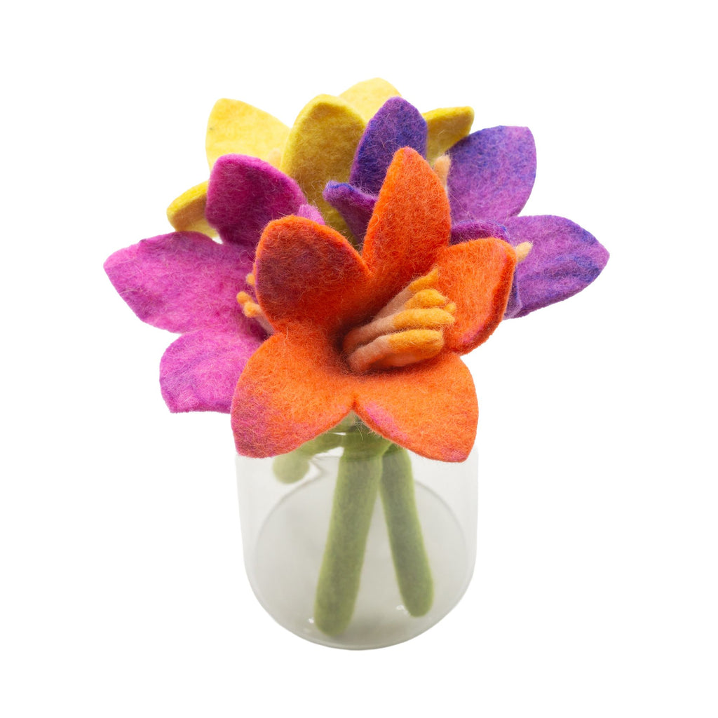 Felt Lily Flowers, Set of 10 Assorted Colours