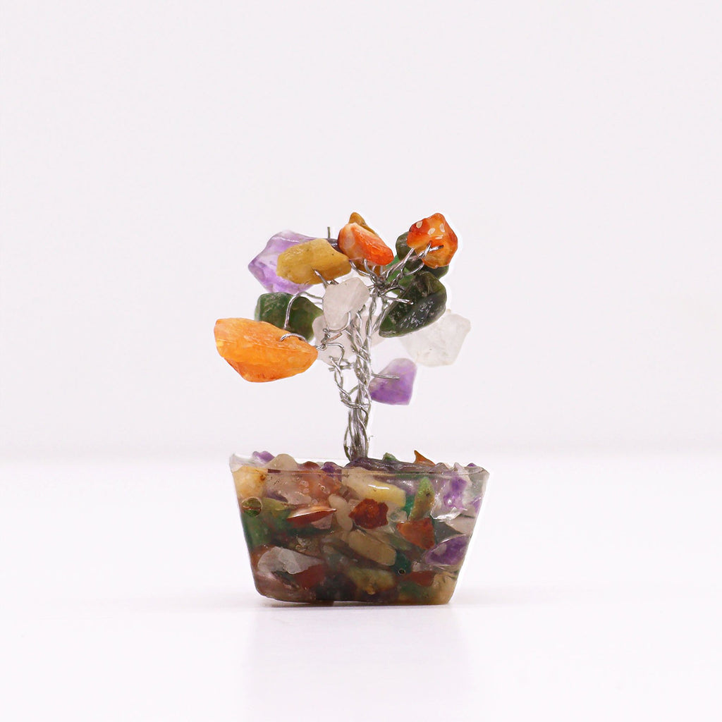 Mixed Gemstone Mini Tree on Orgonite Base, 15 Stones – view 4